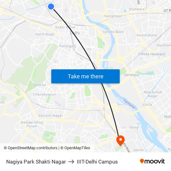 Nagiya Park Shakti Nagar to IIIT-Delhi Campus map