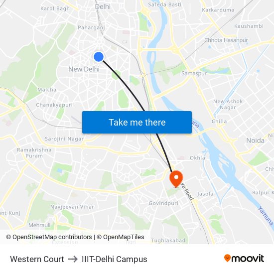 Western Court to IIIT-Delhi Campus map