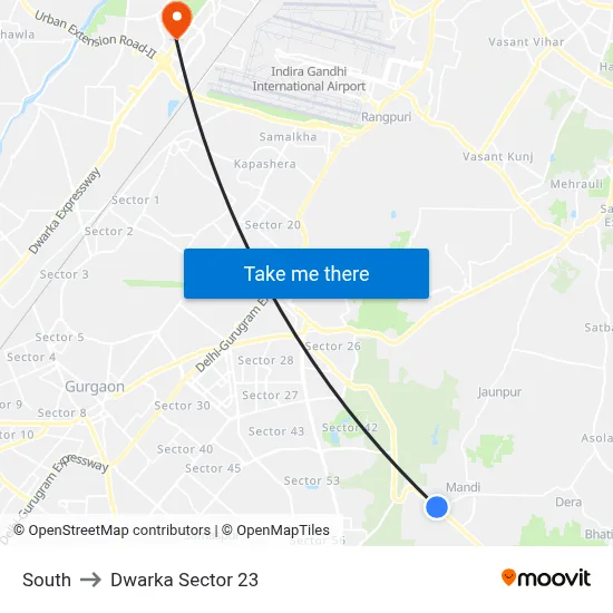 South to Dwarka Sector 23 map
