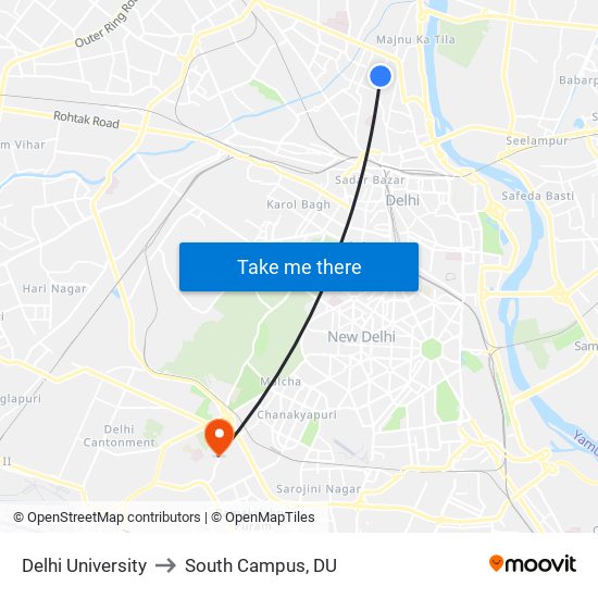 Delhi University to South Campus, DU map