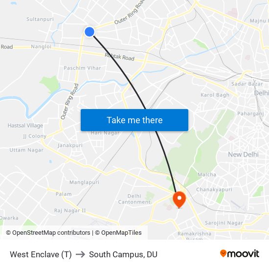 West Enclave (T) to South Campus, DU map