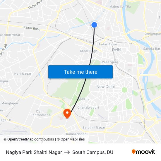 Nagiya Park Shakti Nagar to South Campus, DU map