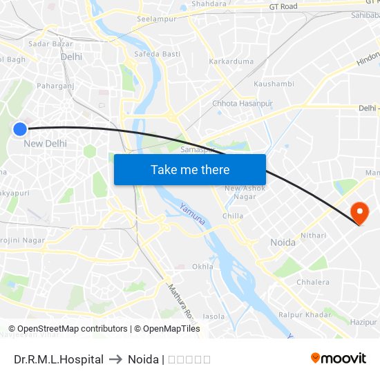 Dr.R.M.L.Hospital to Noida | नोएडा map