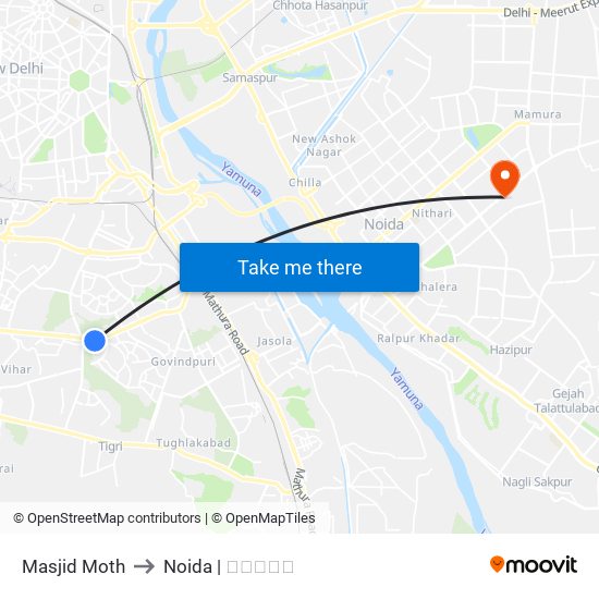 Masjid Moth to Noida | नोएडा map