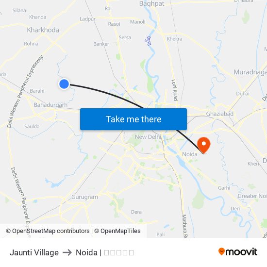 Jaunti Village to Noida | नोएडा map