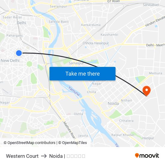 Western Court to Noida | नोएडा map