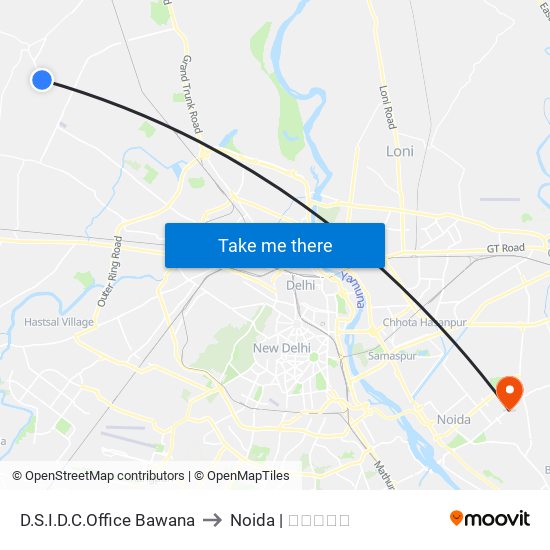 D.S.I.D.C.Office Bawana to Noida | नोएडा map