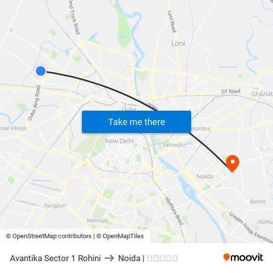 Avantika Sector 1 Rohini to Noida | नोएडा map