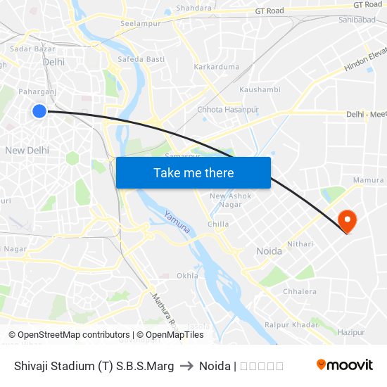 Shivaji Stadium (T) S.B.S.Marg to Noida | नोएडा map