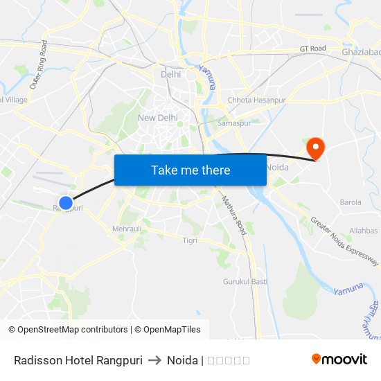 Radisson Hotel Rangpuri to Noida | नोएडा map