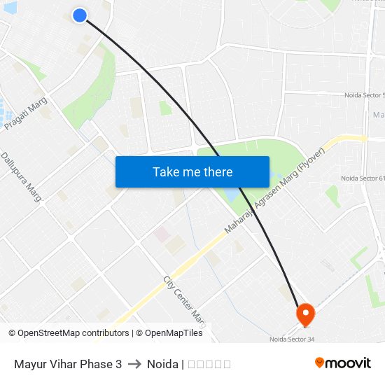 Mayur Vihar Phase 3 to Noida | नोएडा map