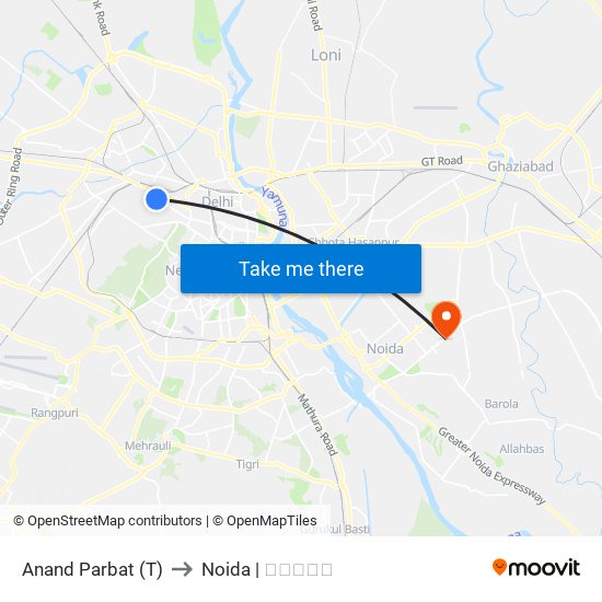 Anand Parbat (T) to Noida | नोएडा map