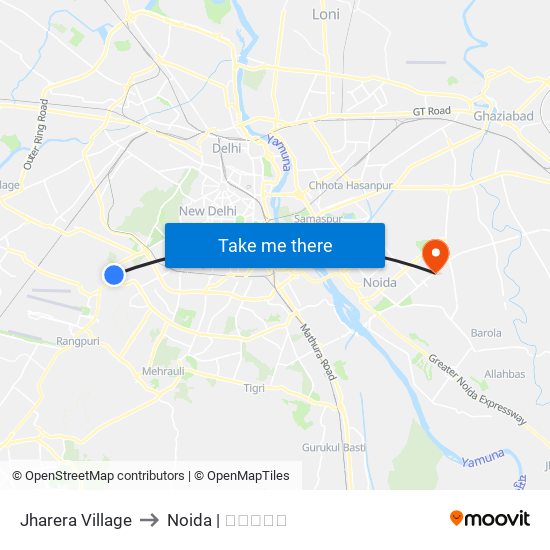 Jharera Village to Noida | नोएडा map