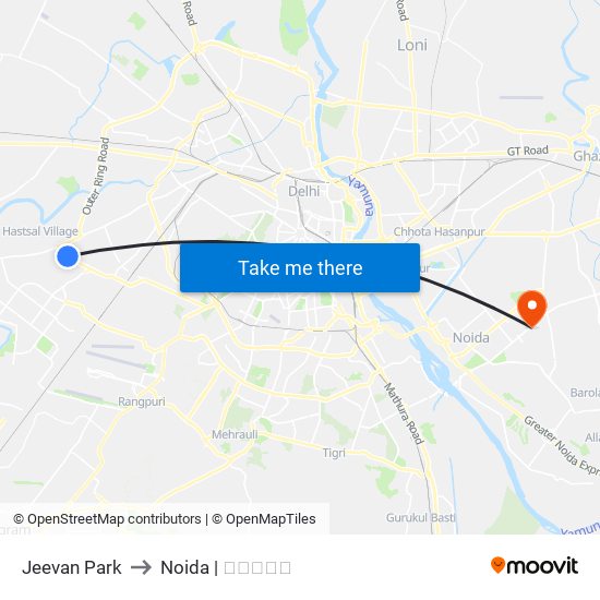 Jeevan Park to Noida | नोएडा map