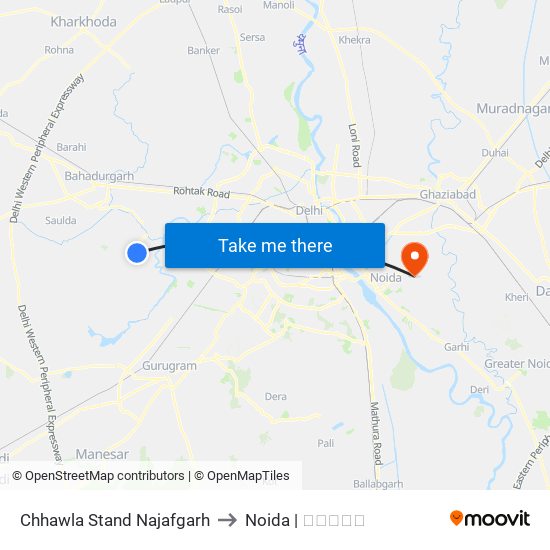 Chhawla Stand Najafgarh to Noida | नोएडा map