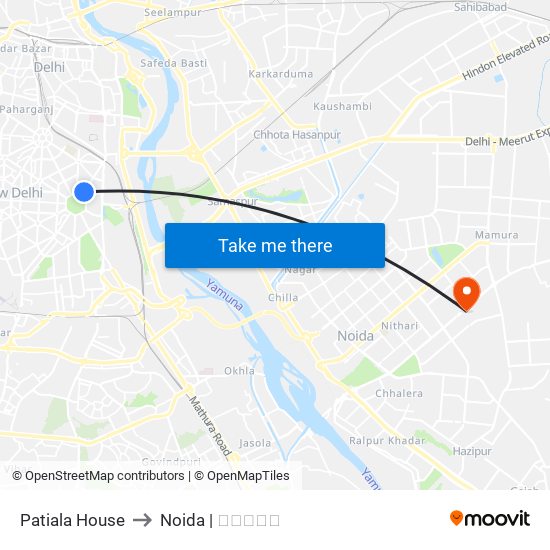 Patiala House to Noida | नोएडा map