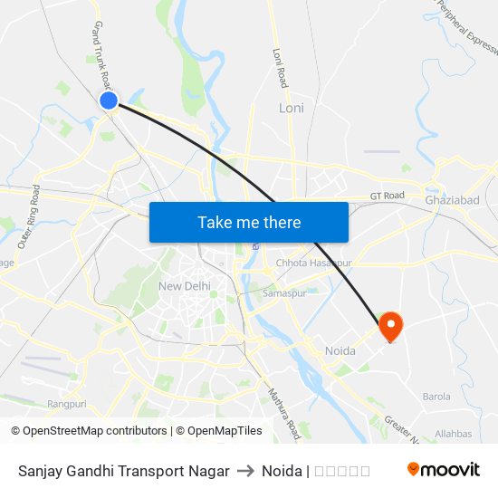 Sanjay Gandhi Transport Nagar to Noida | नोएडा map