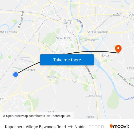 Kapashera Village Bijwasan Road to Noida | नोएडा map