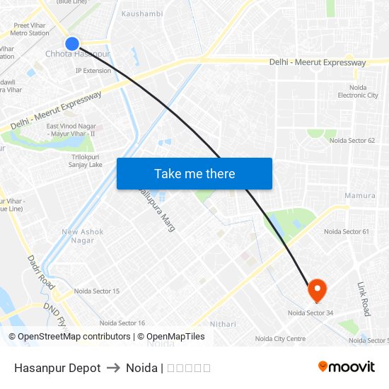Hasanpur Depot to Noida | नोएडा map