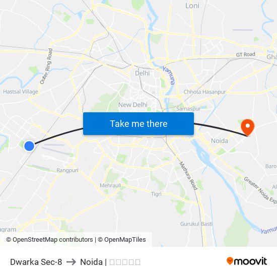 Dwarka Sec-8 to Noida | नोएडा map