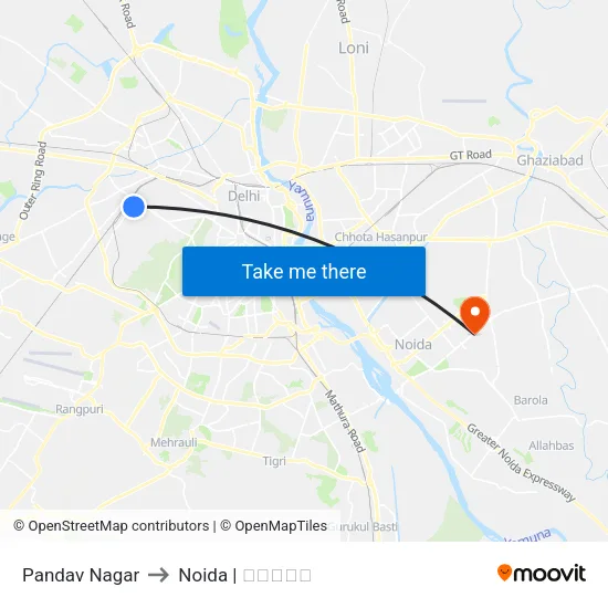 Pandav Nagar to Noida | नोएडा map