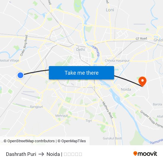 Dashrath Puri to Noida | नोएडा map