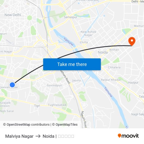 Malviya Nagar to Noida | नोएडा map