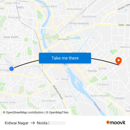 Kidwai Nagar to Noida | नोएडा map