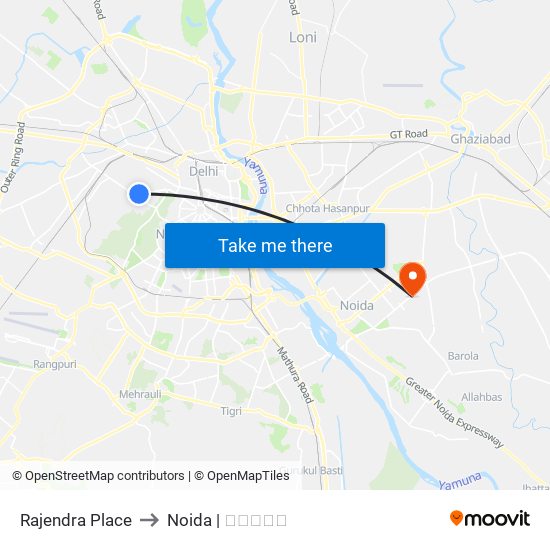 Rajendra Place to Noida | नोएडा map