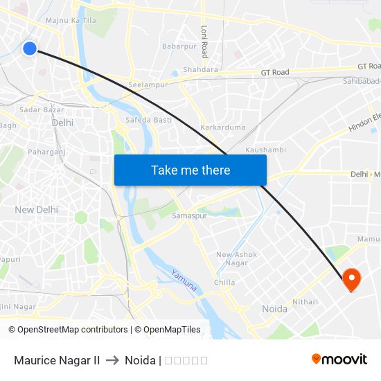 Maurice Nagar II to Noida | नोएडा map