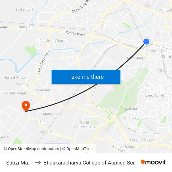 Sabzi Mandi to Bhaskaracharya College of Applied Sciences map