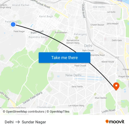 Delhi to Sundar Nagar map