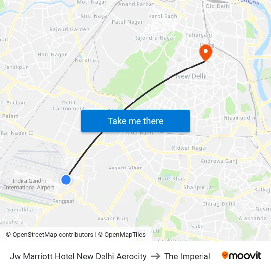 Jw Marriott Hotel New Delhi Aerocity to The Imperial map