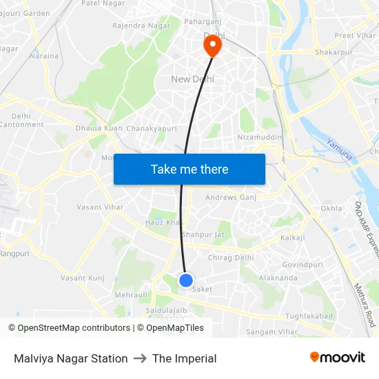 Malviya Nagar Station to The Imperial map