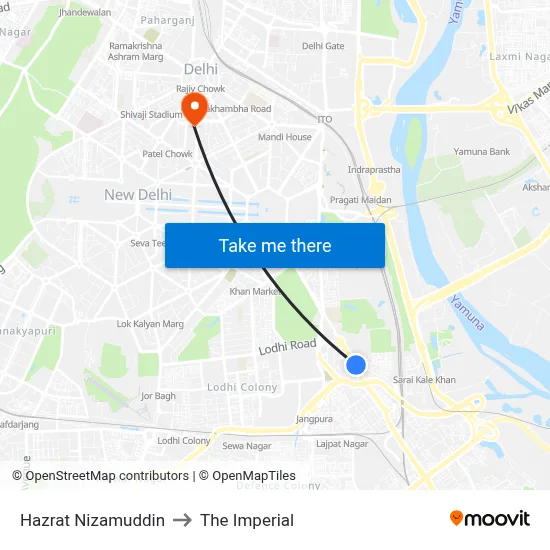 Hazrat Nizamuddin to The Imperial map