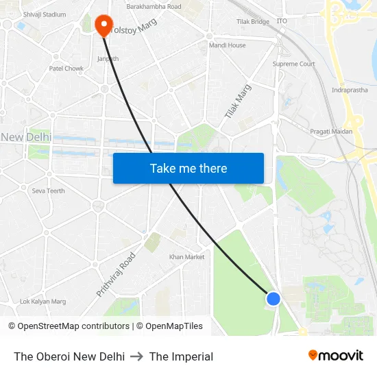 The Oberoi New Delhi to The Imperial map