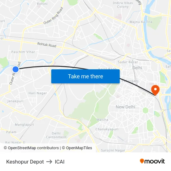Keshopur Depot to ICAI map