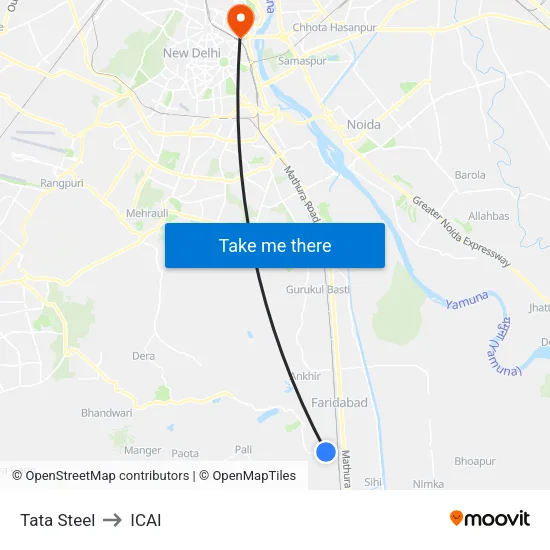 टाटा स्टील to आईसीएआई map