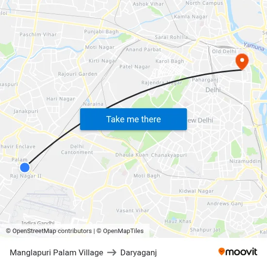 Manglapuri Palam Village to Daryaganj map