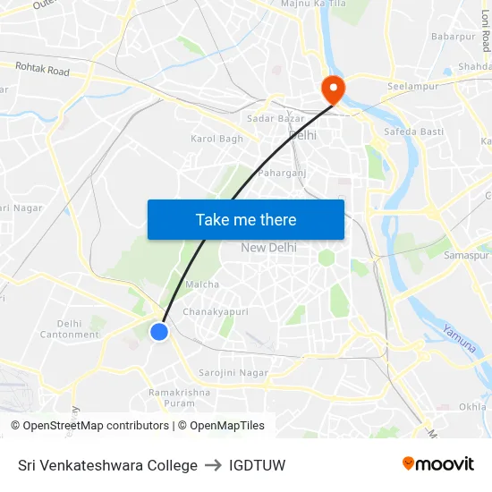 Sri Venkateshwara College to IGDTUW map