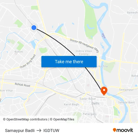Samaypur Badli to IGDTUW map