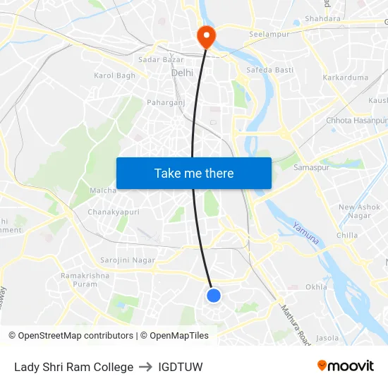 Lady Shri Ram College to IGDTUW map