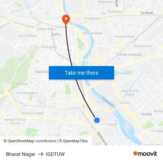 Bharat Nagar to IGDTUW map