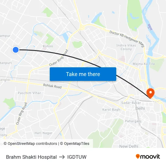 Brahm Shakti Hospital to IGDTUW map