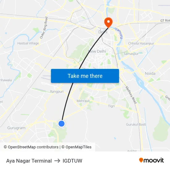 Aya Nagar Terminal to IGDTUW map