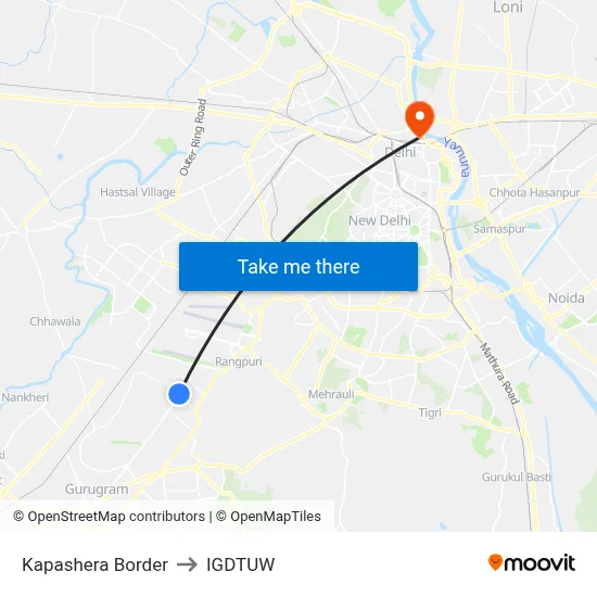 Kapashera Border to IGDTUW map