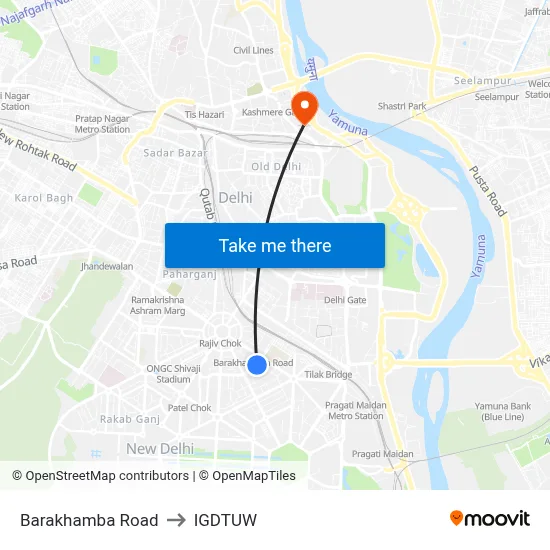 Barakhamba Road to IGDTUW map