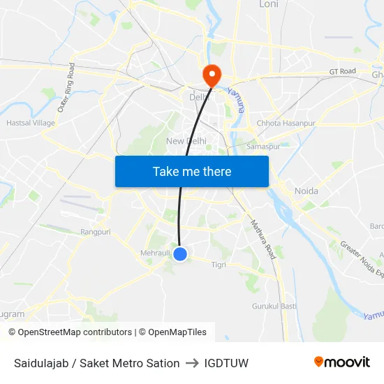 Saidulajab / Saket Metro Sation to IGDTUW map