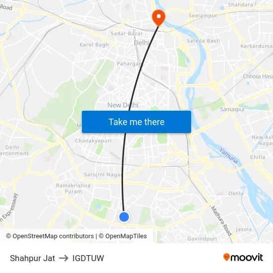 Shahpur Jat to IGDTUW map