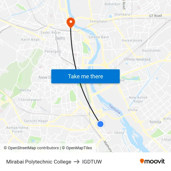 Mirabai Polytechnic College to IGDTUW map